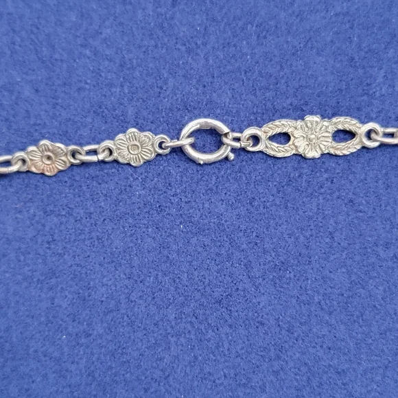 Vintage Fratelli Peruzzi 800 Ornate Maltese Cross Floral Infinity Chain 1930's